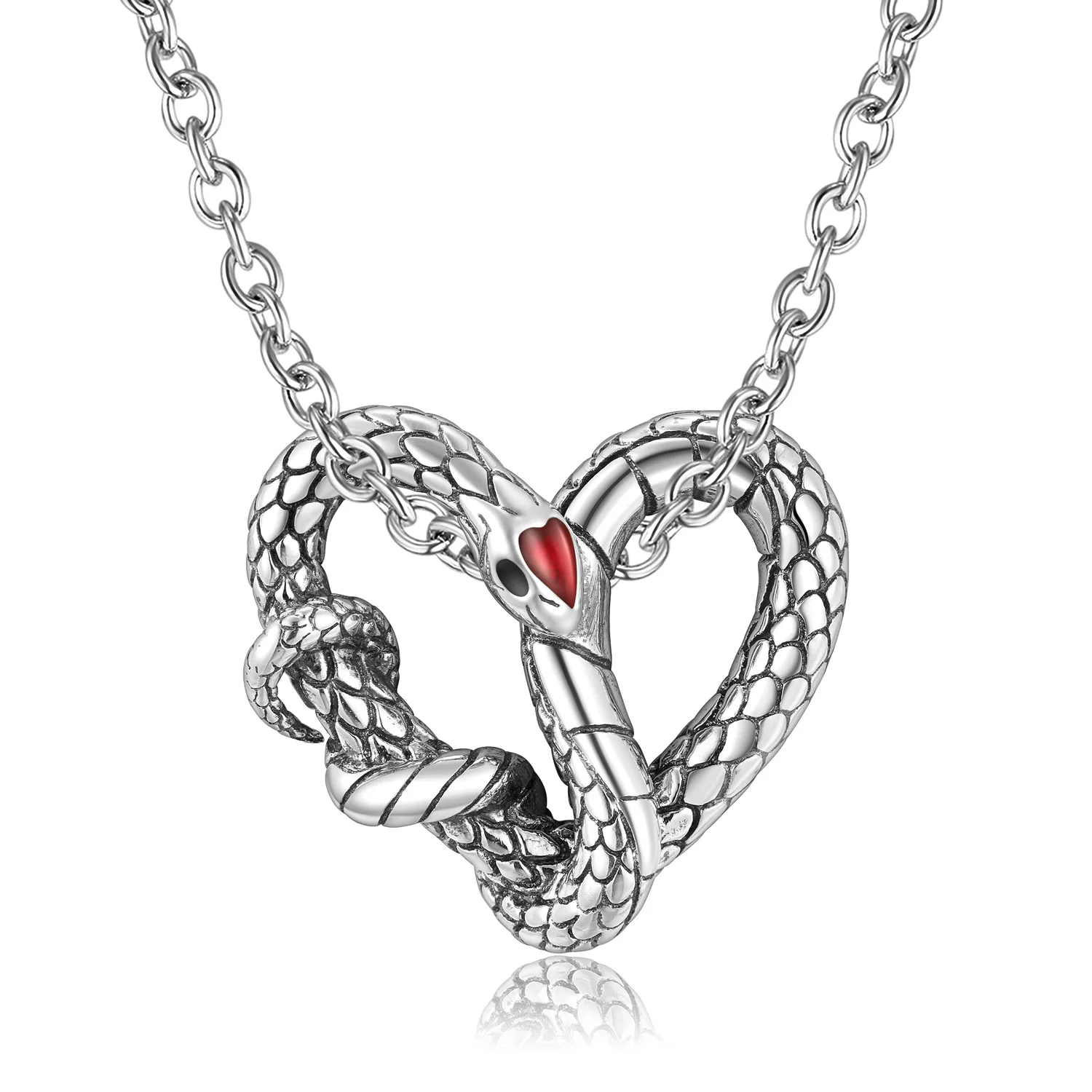 

Original Design S925 Silver Plating Black Gold Snake Necklace Heart-shaped Texture Dark Wind Clavicle Chain Necklace Luxury