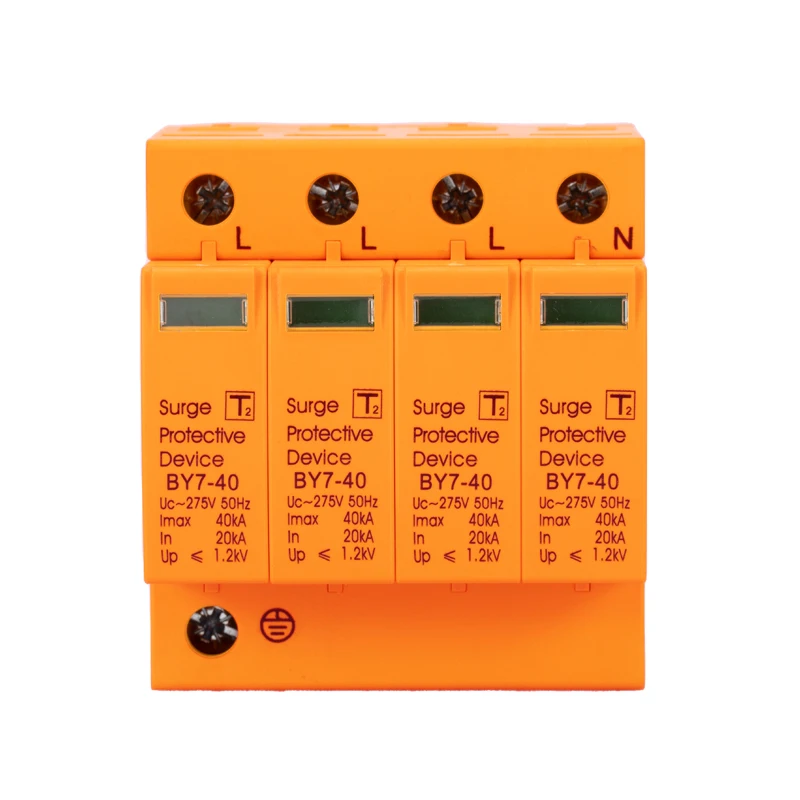 

3PCS 2024 New BY7-40 10KA-20KA Building 1P + N Surge Protector Three Phase Surge Protection 4p AC SPD