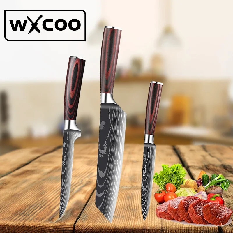 WXCOO Professional Japanese Chef Knife Set High Carbon Steel Fish Fruit Boning Knife Butcher Meat Cleaver Kitchen Knives