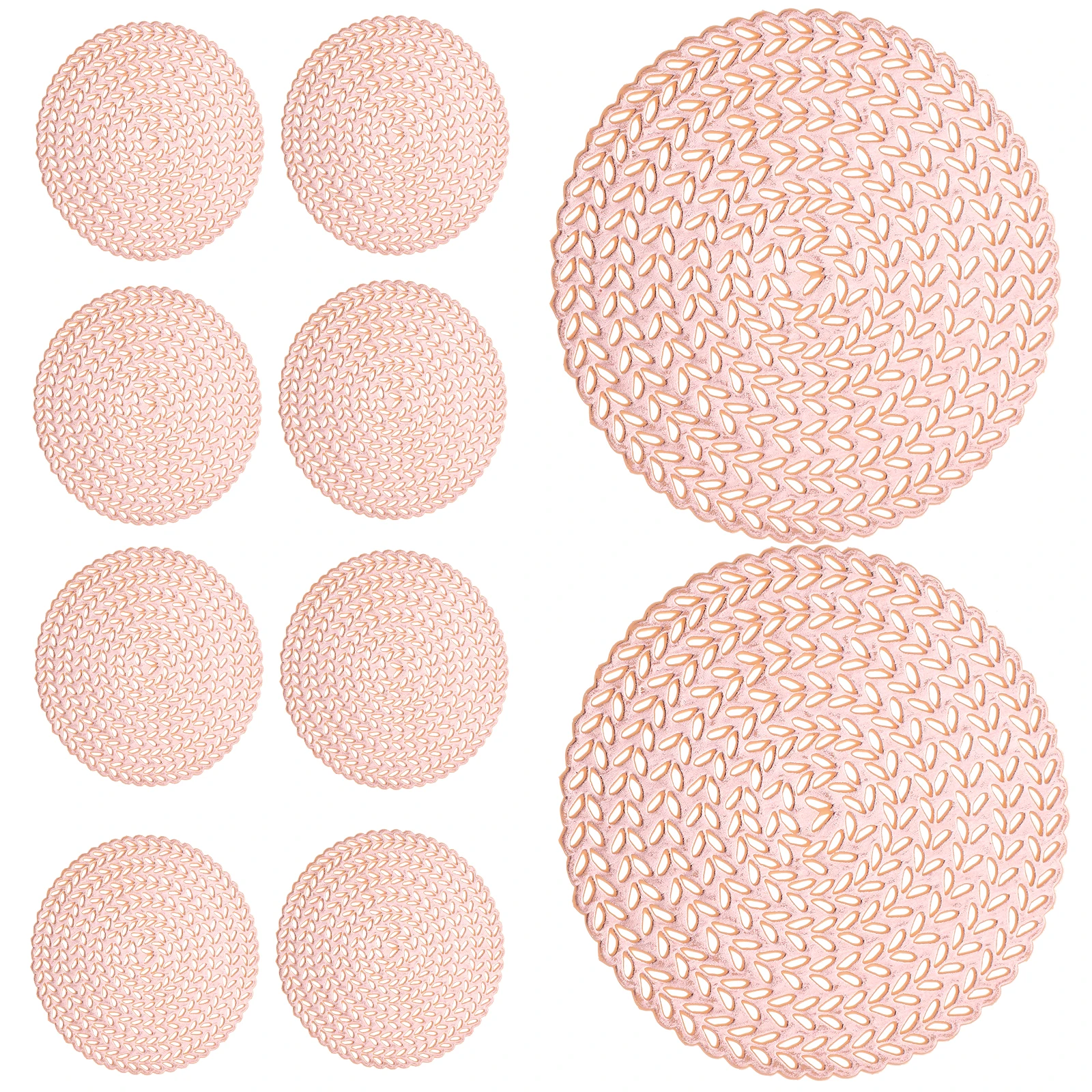 

10PCS Wheat Coasters PVC Coffee Cup Mats 10cm Round Non Slip Nordic Placemats Hollow Design Dining Table Decor Home Hotel
