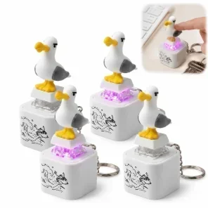 Seagull Mine Keychain, USB Clicky Keyboard Fidget Button, LED Sound Keychain