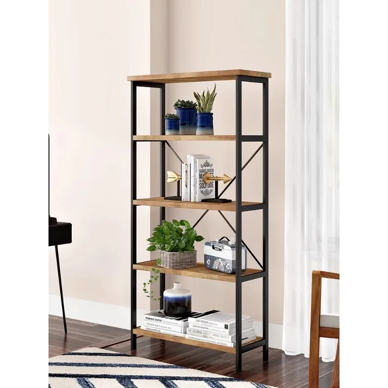 American wrought iron solid wood living room shelf floor-to-ceiling bookshelf kitchen storage office display rack cabinet partit