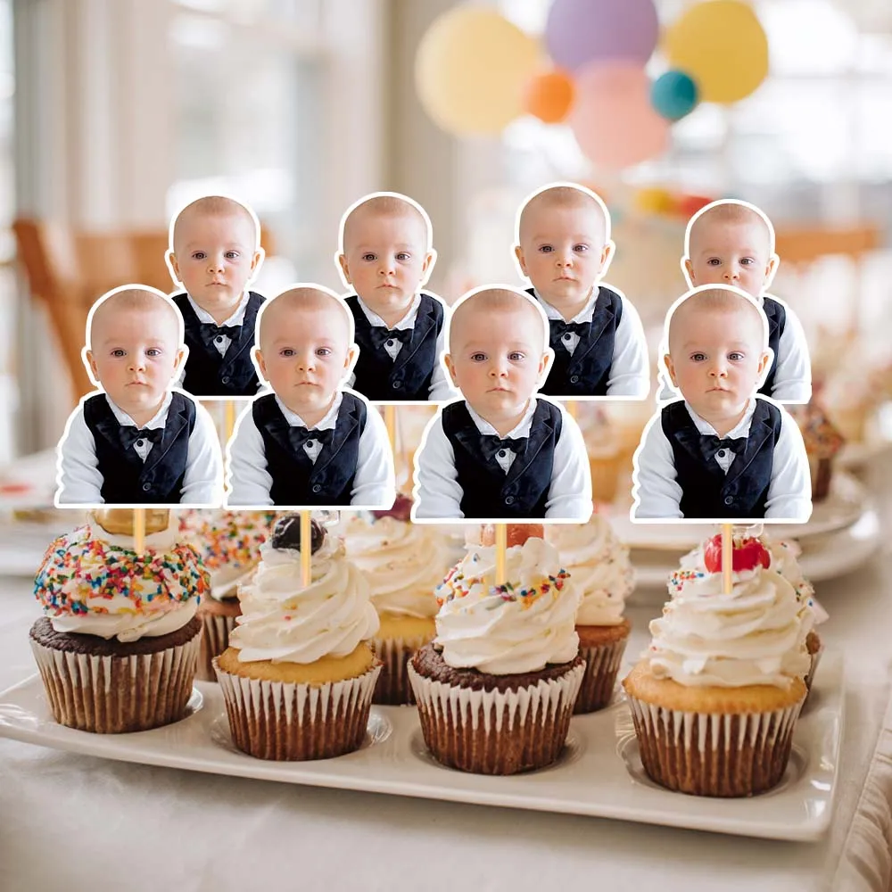 Maßgeschneiderte Foto-Kuchenflaggen, geeignet für Feiern, alles Gute zum Geburtstag, Hochzeiten, Junggesellenabschiede, Jubiläumsdekorationen
