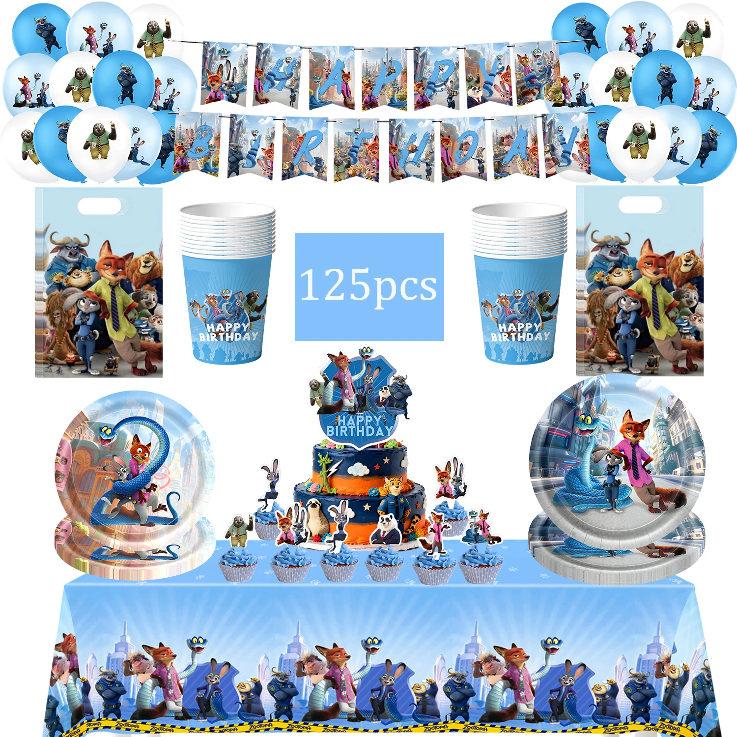 Zootopia 2 décoration de fête d'anniversaire tirer drapeau bannière ballon décoration de gâteau ensemble fournitures de fête filles enfants garçons faveur bébé douche
