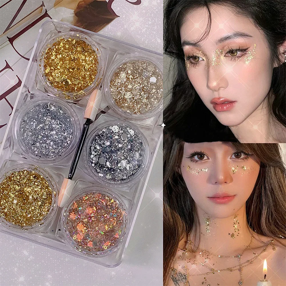 Sequined Gel Eyeshadow Glitter Palette Diamond Eye Makeup Hair Body Face Art Loose Sequins Cream gliter for eyes body shimmer