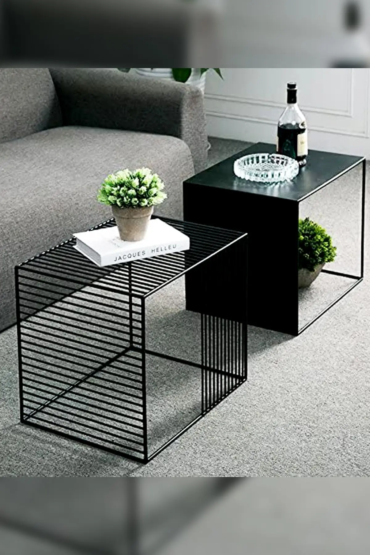 Table basse décorative en fer forgé, ensemble double Table basse moderne Zigon