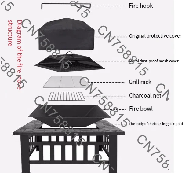 

Outdoor courtyard, three-dimensional stove, stove for making tea, included heating stove, complete barbecue equipment