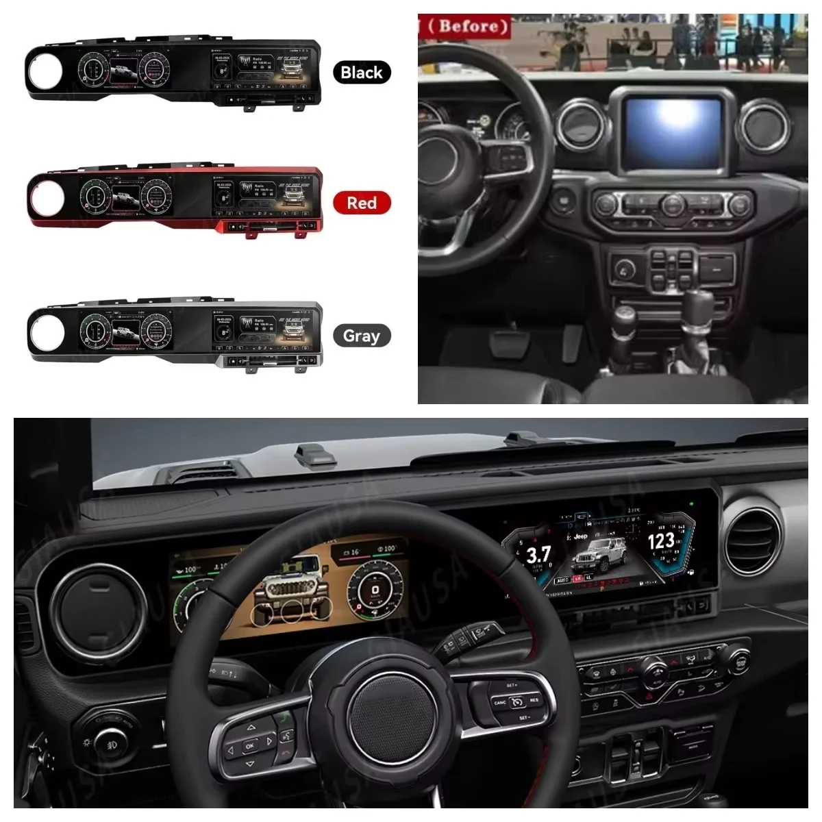 Android 13 Auto Car Radio Navi For Jeep Wrangler JL 2018 2019 2020 2021 2022 2023 CarPlay Gladiator Dual Screen Digital Dash