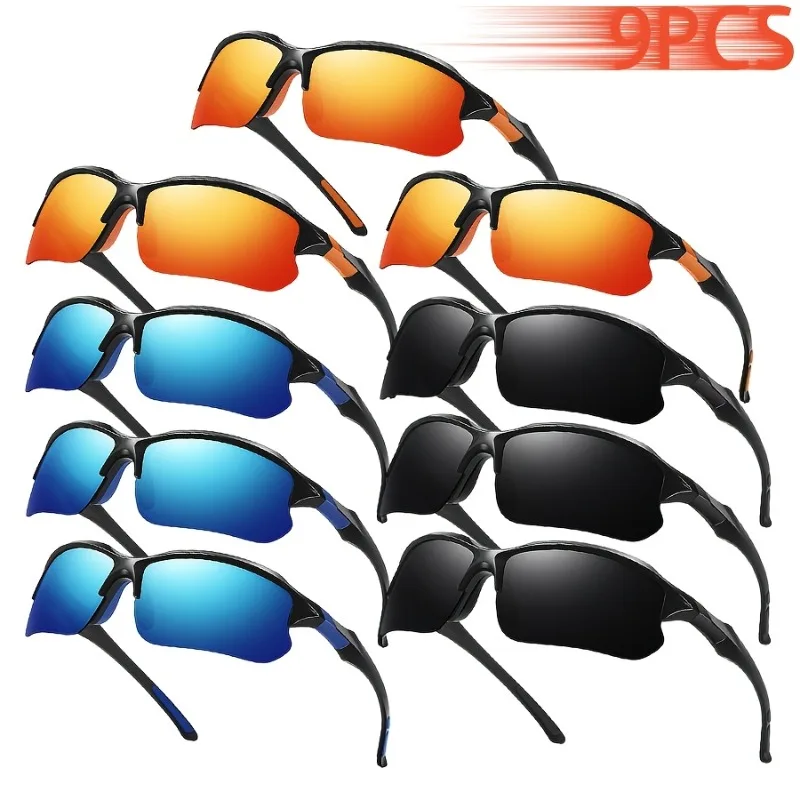 

9-piece Set of Fashionable Retro Men's and Women's Half Frame Glasses Men's and Women's Luxury Brand Designer Sunglasses