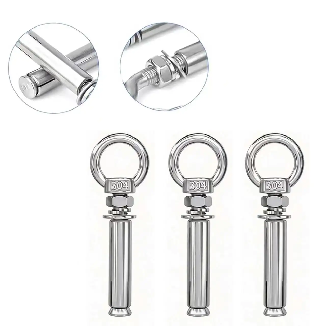 Eyebolt M6 Stainless Steel Anchor Fastener Secure Concrete Lifting Ring Closed Hook Sleeve Wall Nut Hardware Fastener Lifting Ho