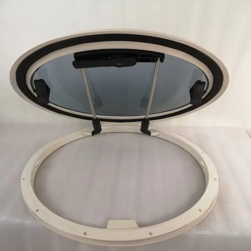 625mm Diameter Round Marine Grade Nylon Boat Deck Hatch Window with Tempered Glass and Trim Ring Vessel Components Boat Parts