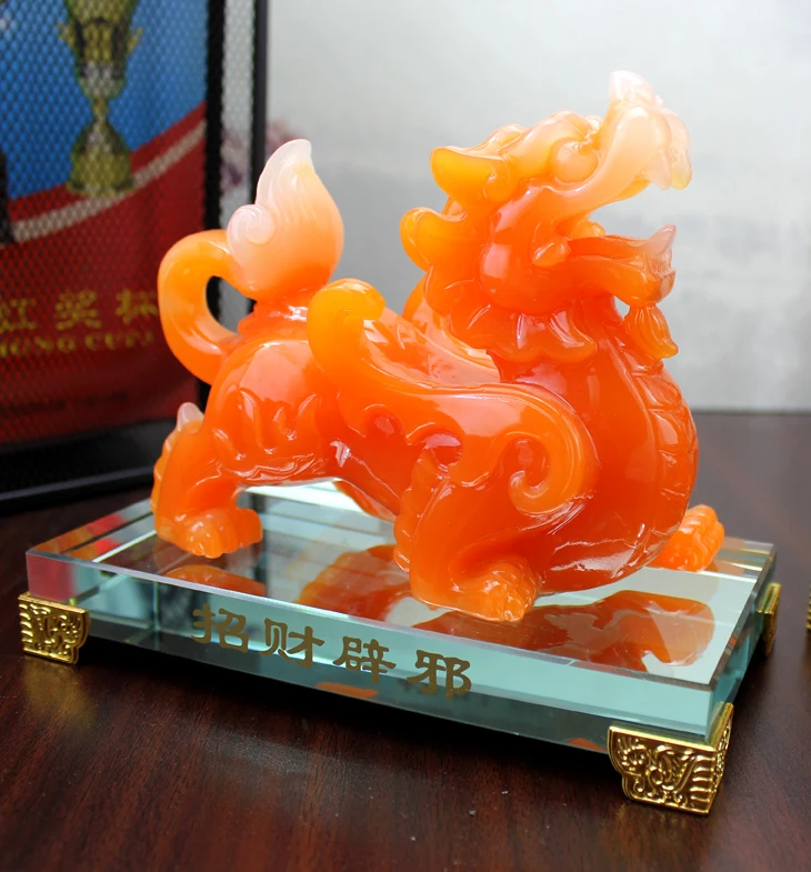 زوج 2 قطعة متجر المنزل شركة متجر تعويذة جلب الثروة المال حسن الحظ التنين PI XIU اليشم الراتنج فنغ شوي ديكور تمثال فني