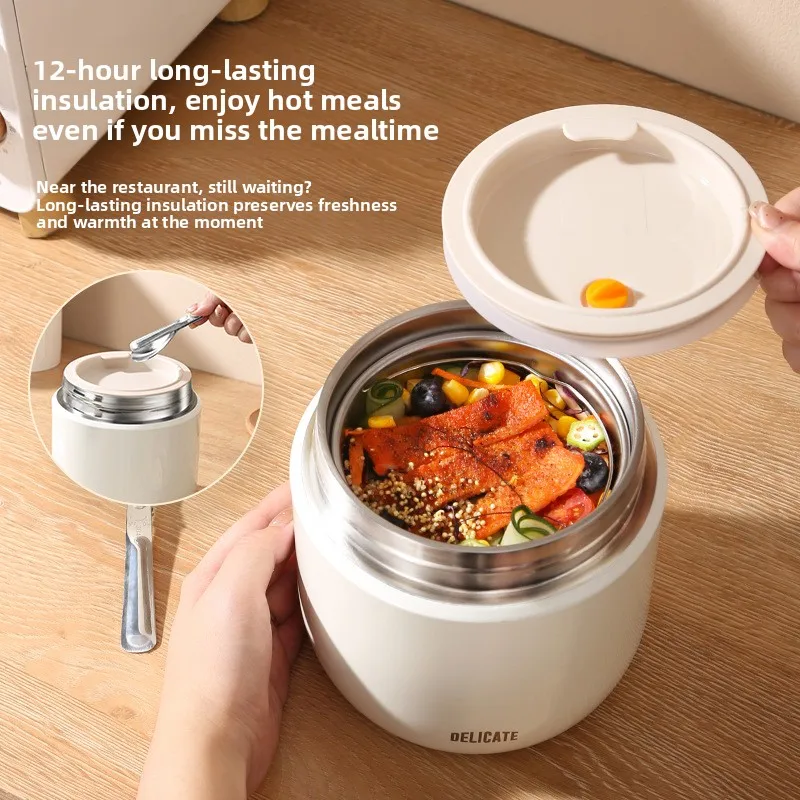 

Double-Layered 304 Stainl Steel Insulated Lunch Box Convenient Portable Vacuum Thermal Food Container for Office Workers A...