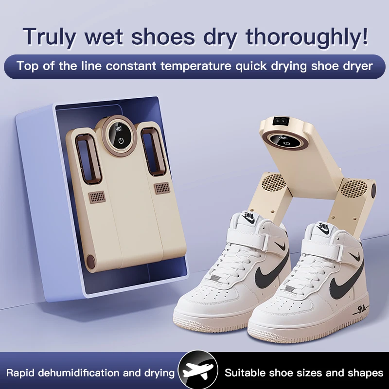 HOMEFISH Foldable Wall Mount Shoe Dryer 360° Circulating Hot Air Constant Temperature Timer Function for Sneakers Boots Slippers