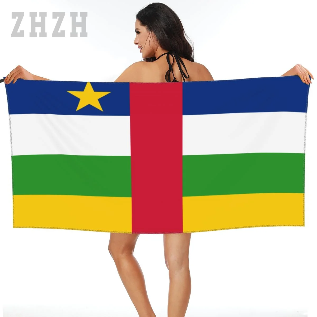 More Design Central African Republic Flag Country Bath Towel Quick dry Microfiber Absorbing Soft Water Breathable Beach Swimming