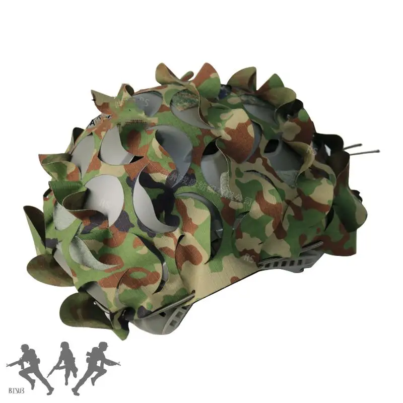 Niestandardowy kolor sprzęt taktyczny DIY kamuflaż 3D SZYBKA osłona na kask Tkanina Rhodesian Tiger Stripe / Snow Camo / Australian camouflage