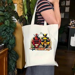 Marvel Deadpool Canvas Bag Disney Superhero tote bag Best Friends tote bag Deadpool and Wolverine fun shoulder bag Marvel Gifts