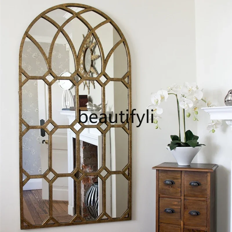 New arrive  American side decorative mirror background wall light luxury wall hanging fireplace window restaurant mirror