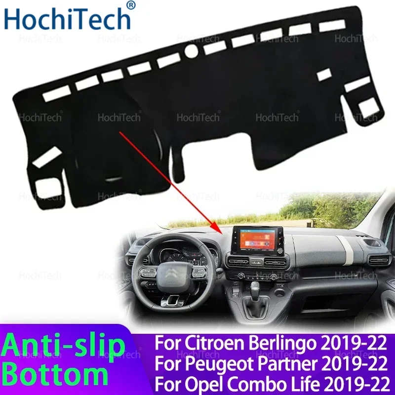 Auto Dashboard Abdeckung Matte Bord Pad Teppich Anti-Uv Matten Für Citroen Berlingo für Peugeot Partner für Opel Combo Leben 2019-2022