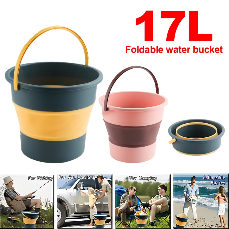 

17L Foldable Bucket Thickened Durable Handheld Large Capacity Outdoor Fishing Bucket Car Wash Plastic Bucket
