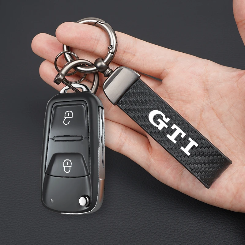 Car Exquisite Carbon Fiber Keychain Auto Styling Custom Key Ring For Volkswagen GTI T-ROC GTD Atlas Tiguan Passat Golf Touareg