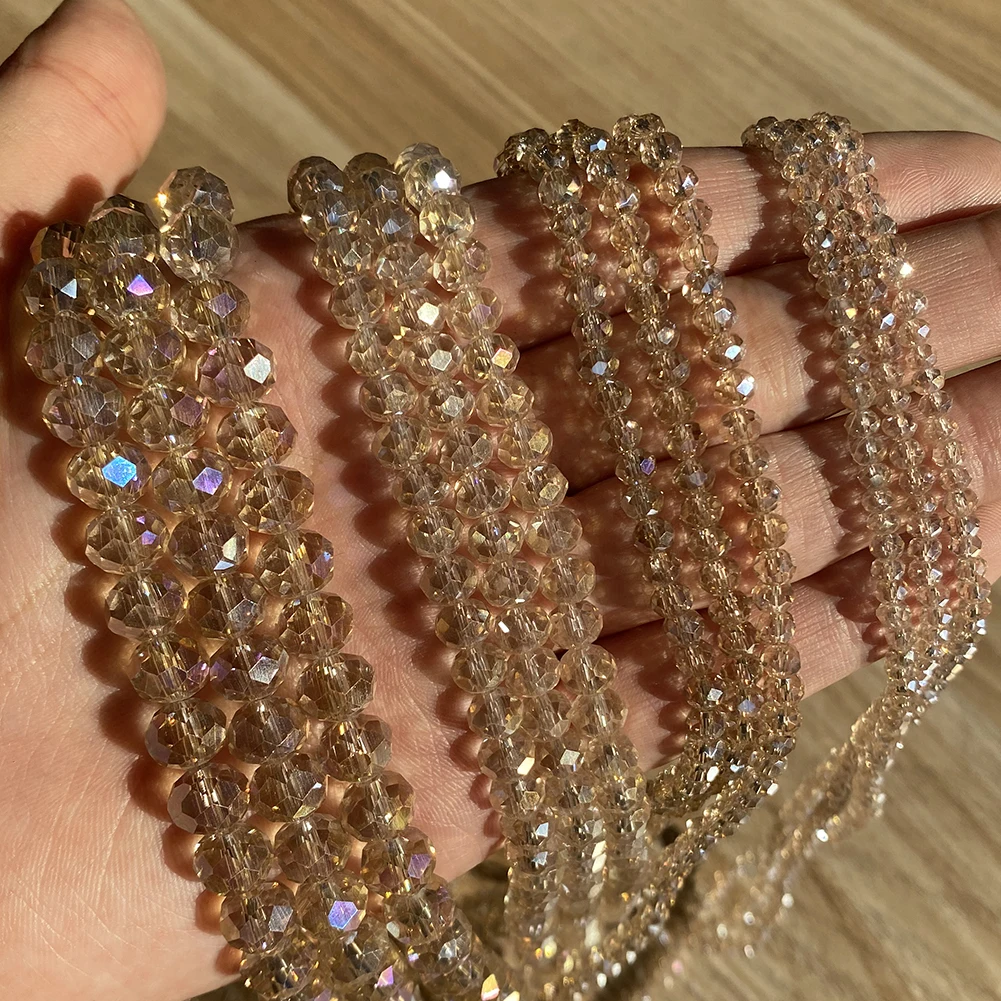 Champagne Color Austrian CrystalGlass Beads 3 4 6 8mm for Jewelry Making Faceted Loose Spacer beads for Bracelets Necklace DIY