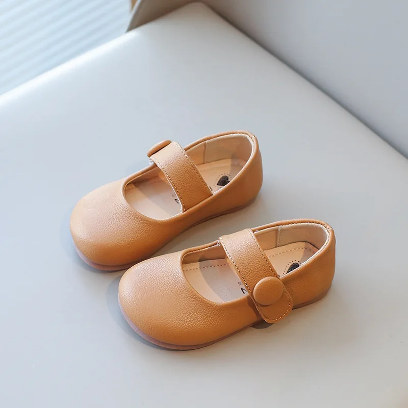 Girls' leather shoes2024Spring and Autumn New Children's Shoes Little Girl Princess Shoes Soft Bottom Gommino Baby Pumps Tide