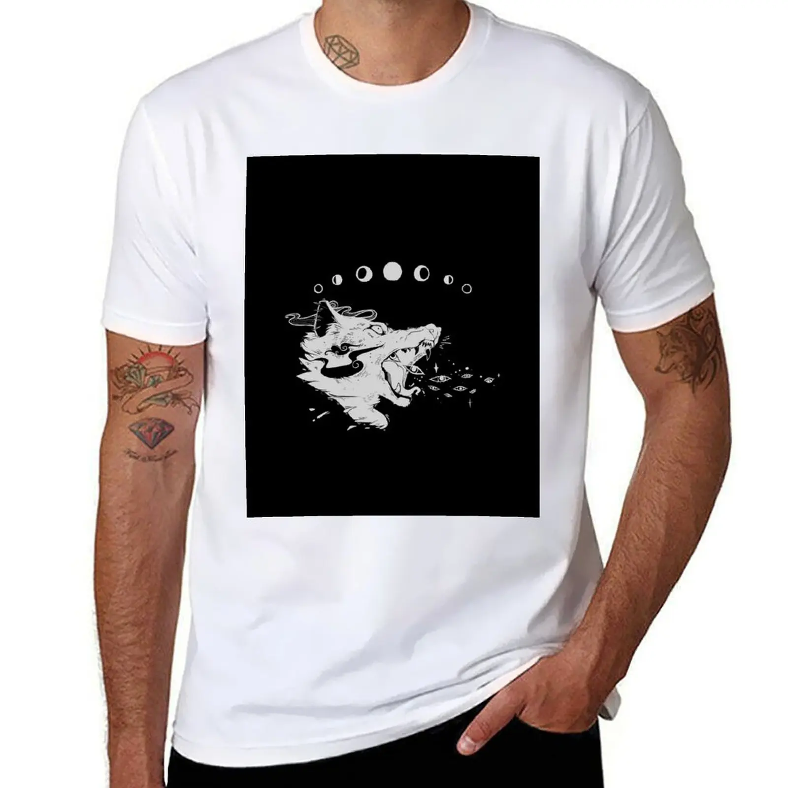 

Wild Wolf Creature With Stars And Eyes T-Shirt man t shirts for men casual man t shirts cotton t shirts for man slim fit T-Shirt