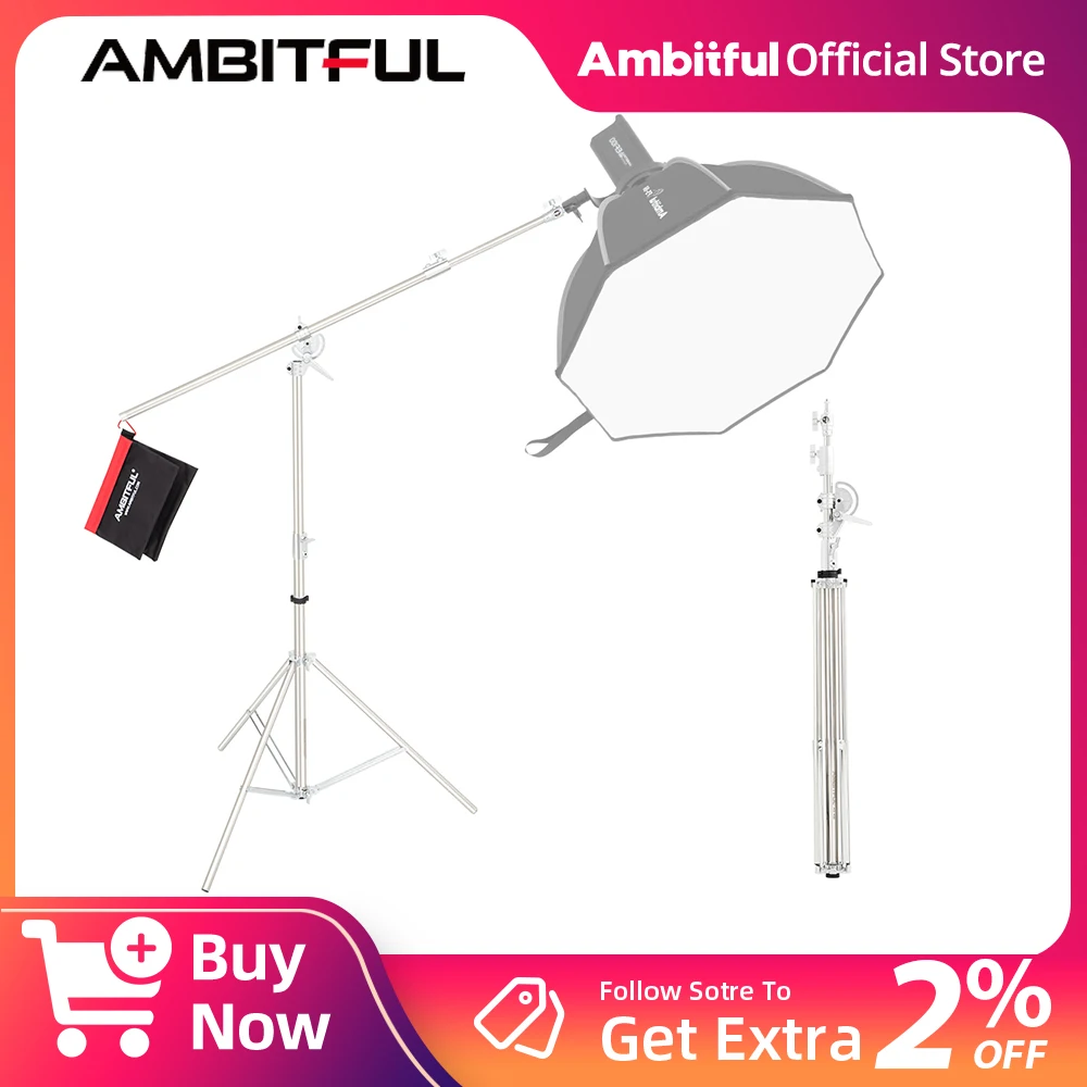 

AMBITFUL AS400 380cm Light Stand Stainless Steels Heavy Duty Tripod 1/4 3/8 Screw Load 10KG for Studio Flash Softbox Light
