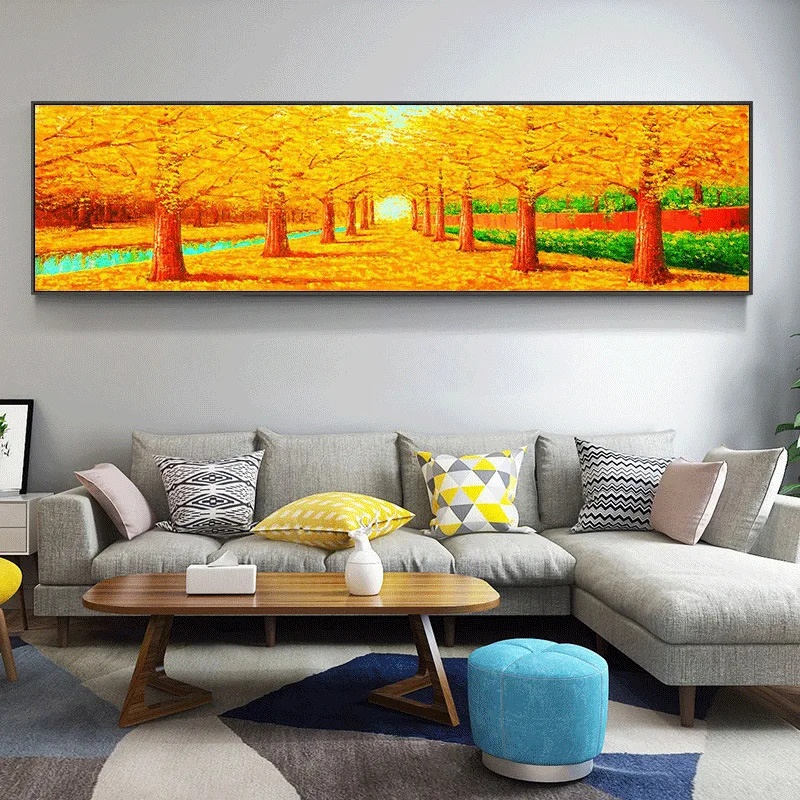 Einfache Moderne Landschaft Diamant Mosaik Malerei Goldene Schöne Spät Herbst Horizontale Version Voll Bohrer Diamant Stickerei