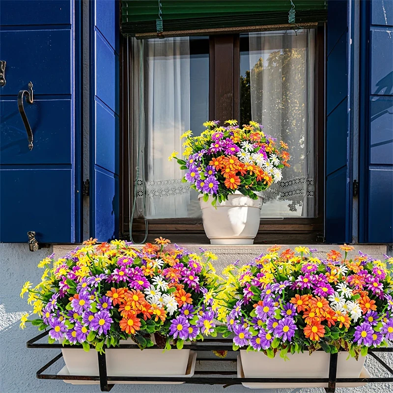 33cm Artificial Flowers Daisies UV Resistant Colorfast Plastic Plants Home Wedding Windows Outdoor Decor  DIY Artificial Flowers