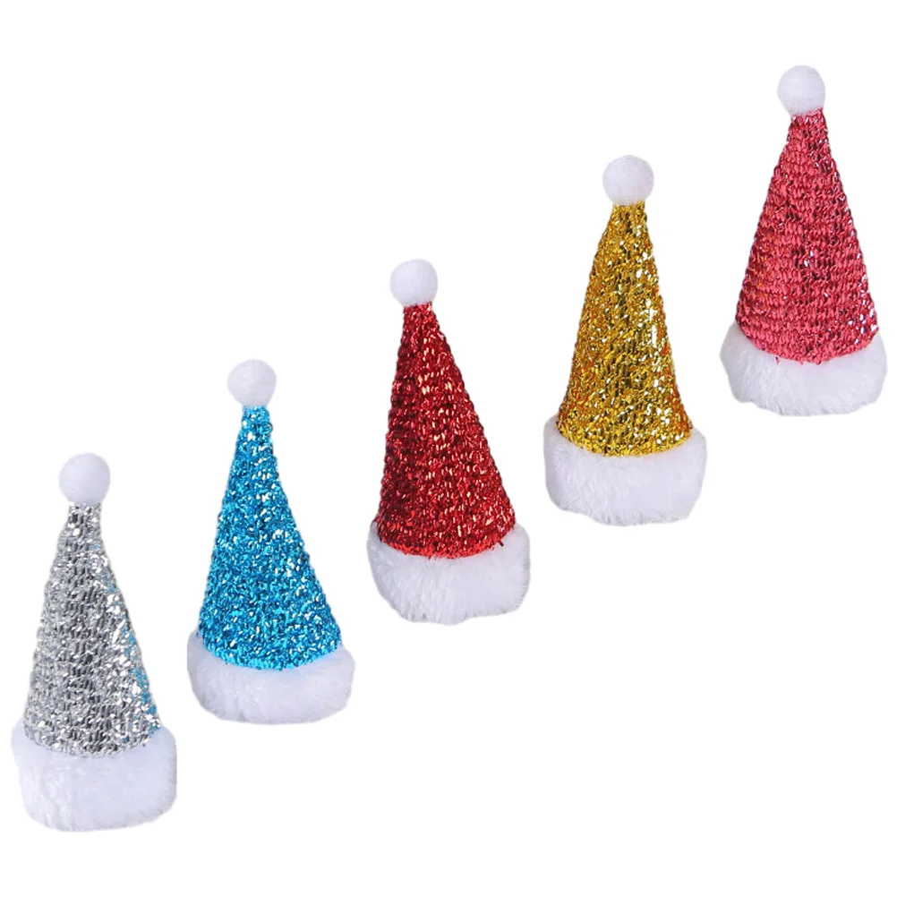 

5Pcs Small Christmas Hat Silverware Cutlery Holders Xmas Bottle Cover Christmas Party Decoration Wine Bottle Caps
