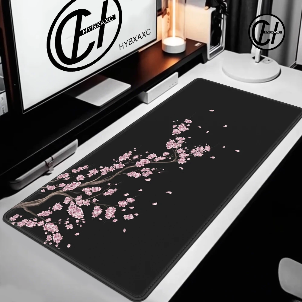 Japanese style Gaming Mouse Pad Pink Sakura Mousepads Black White XXL Large 120x60cm Desk Mat Mouse Mats Rugs for Laptop Gamer