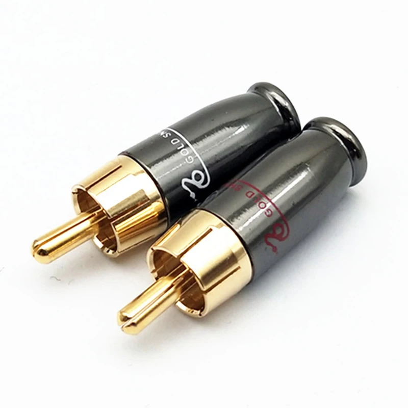 RCA Connectors Plug Pure Copper Gold Plated Audio Amplifier Hifi Speaker Terminal Socket RCA Lotus Signal Cable Plug Adapter