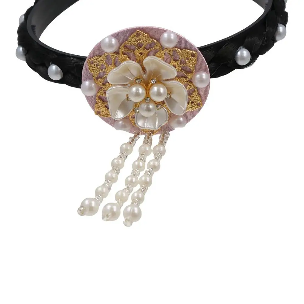 

Classical Flower Korean Headband Tassels Traditional Hanbok Hairband Headdress Pearl Stage Dance Hair Hoop Hanfu