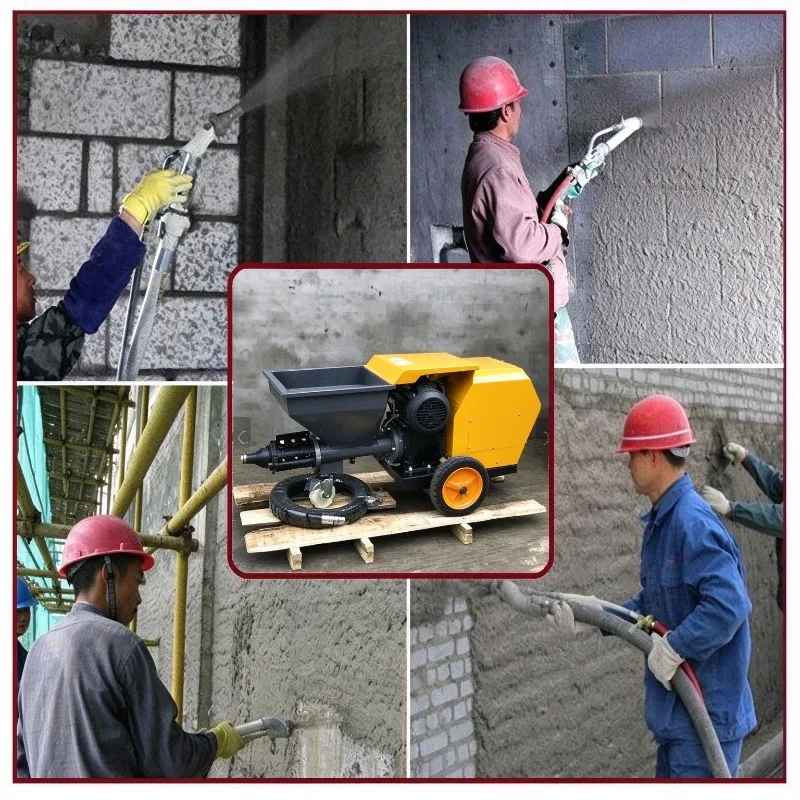 Multi-function Cement Mortar Spraying Machine Electric Wall Plastering Render Sprayer Pump Putty Concrete Stucco Spray Gun
