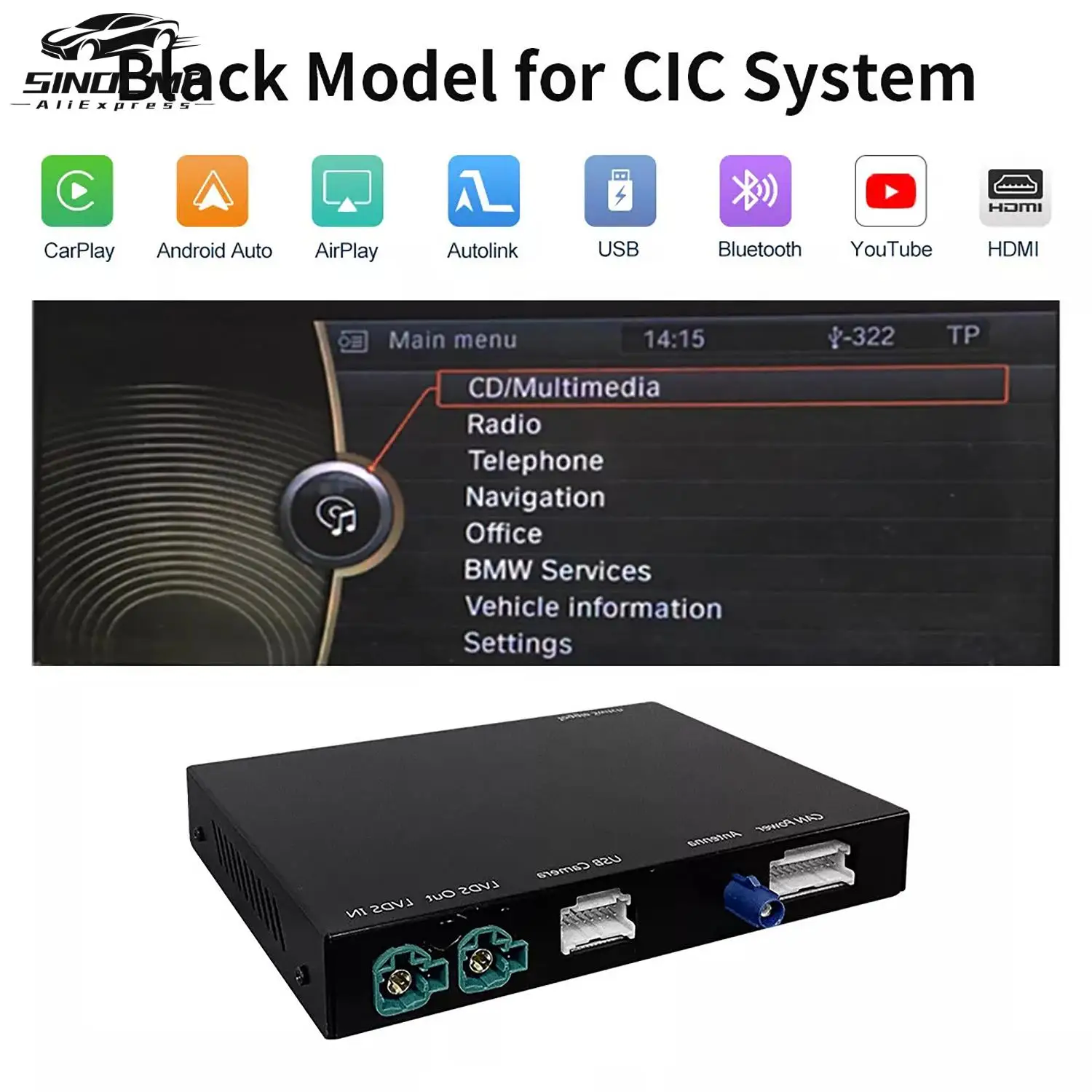 

Wireless CarPlay Support Wireless/ Wired Android IOS For BMW CIC System Car 5 7 Series F10 F11 F07 GT F01 F02 F03 F04 2008-2018