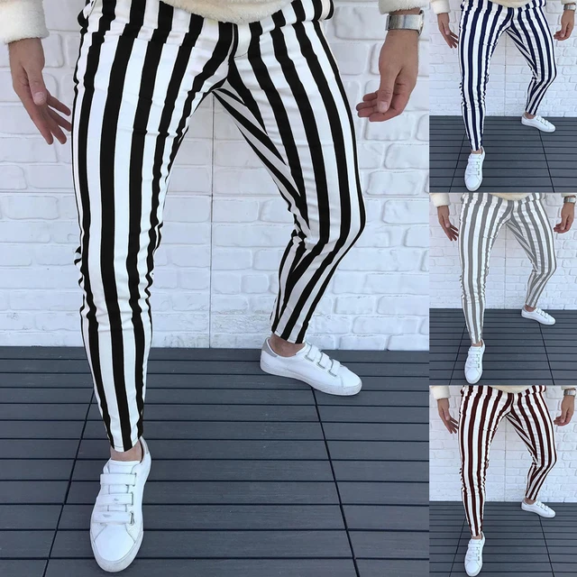 New Fashion Pants For Mens Trousers Clothing Man Striped Printed Streetwear Business Working Casual Pencil Pants Slim Fit Winter AliExpress