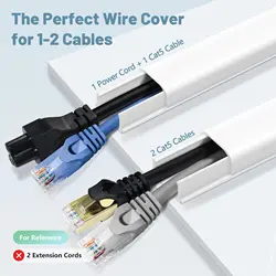 4pcs Wire Covers for 2 Cords, 68in Wire Hider on Wall Mounted, White Cord Cover Kit, Cable Cover Cable Concealer for Extension