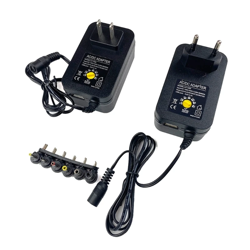 Versatile and Portable 30W Universal Power Adapter with 6DC Connector Tips