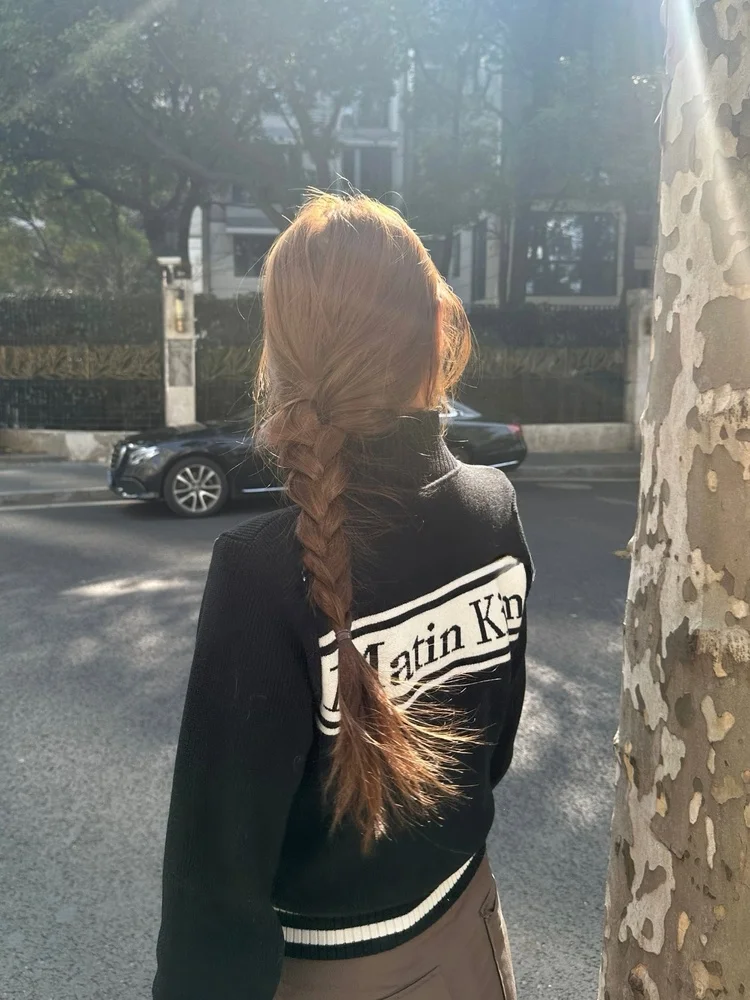 

Seoul Sle Zipper Long Sve вязаный кардиган женский ранний осенний свитер с воротником-стойкой Jaet Cotton 00%