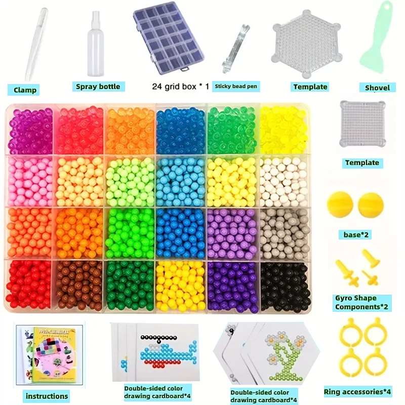 10/15/24 Color/BOX 5mm And Tool Sets Water Glue Magic Beads Craft Kit, DIY Mosaic Art Supplies, Plastic Bead Embroidery