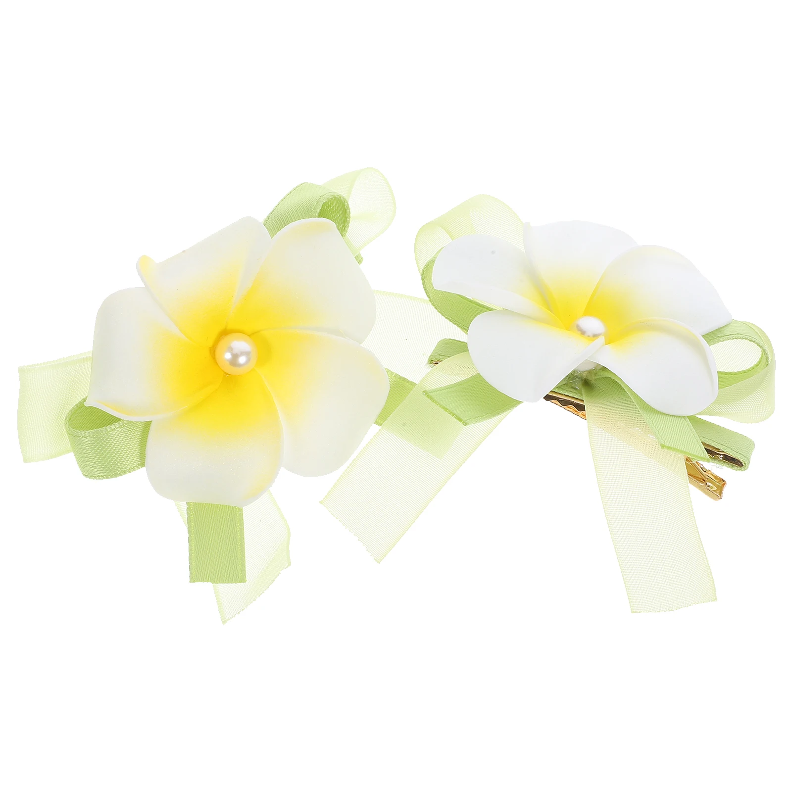 

2 Pcs Little Girl Hair Accessories Frangipani Clip Plumeria Clips Girls for Hawaiian Party Snap Cute Hairpin Child