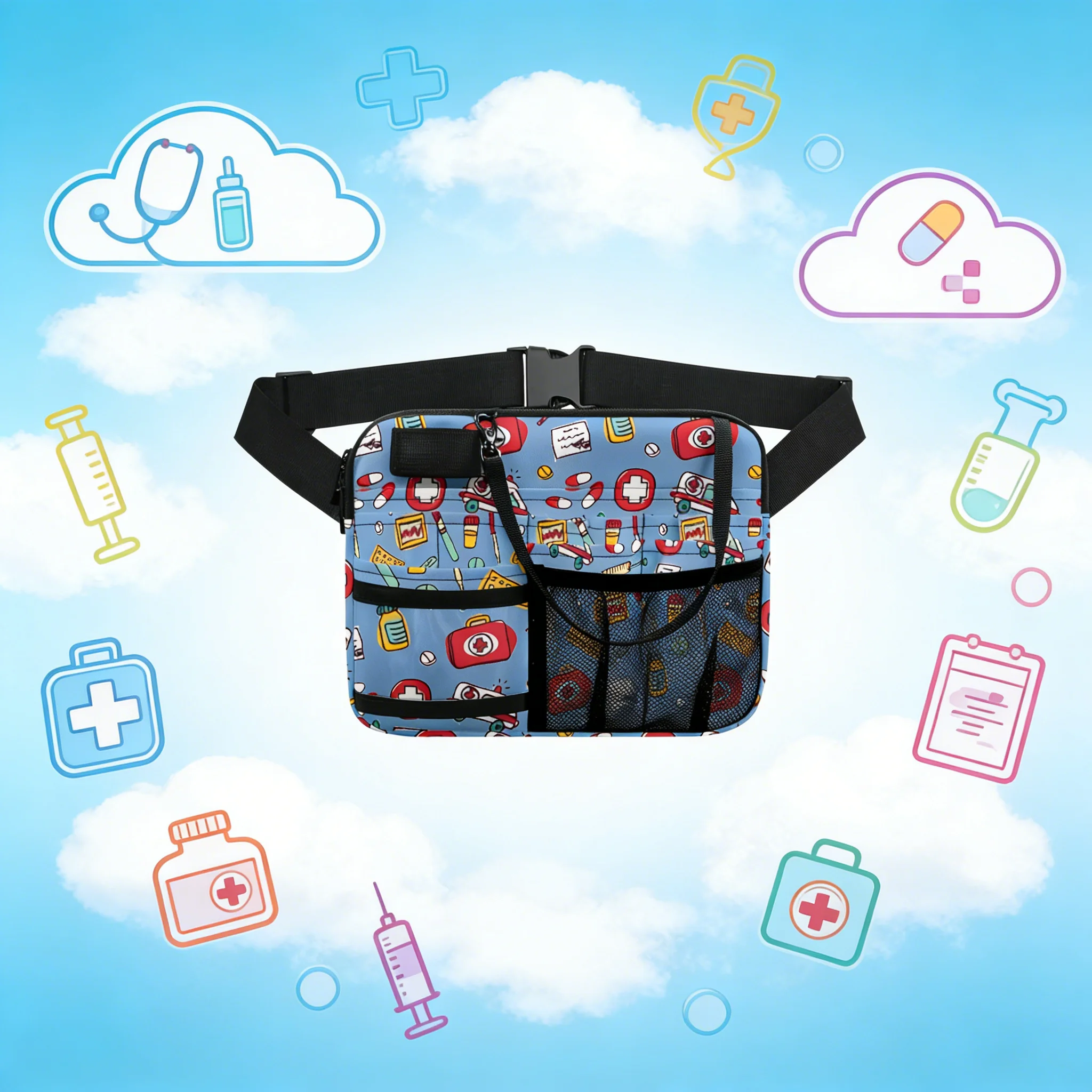 nurse-clinical-waist-bag-medical-pattern-fanny-pack-durable-organizer-for-students