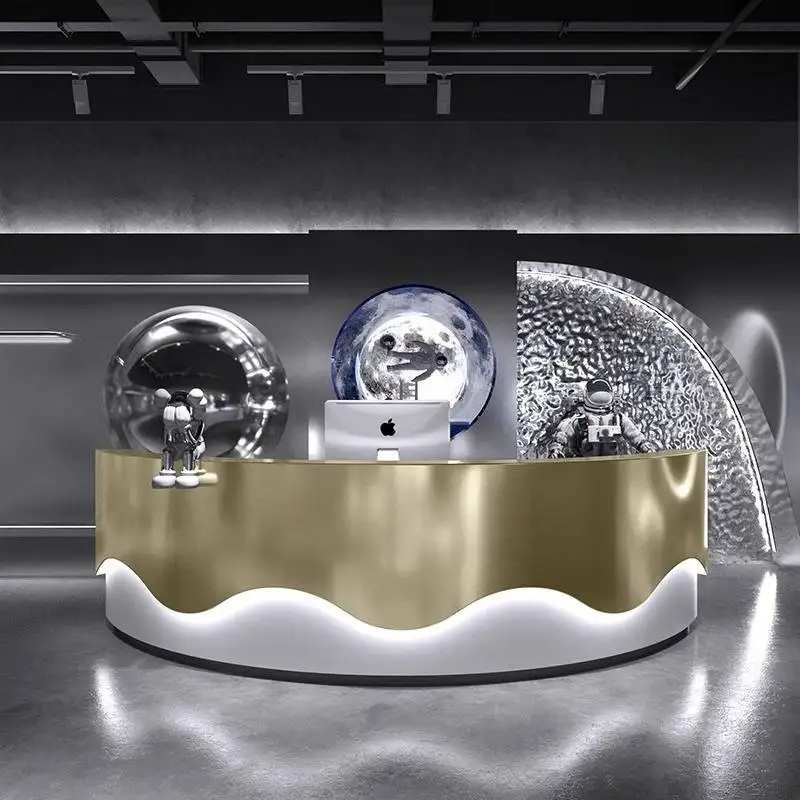Silver Black Reception Desks Checkout Storage Luxury Modern Reception Desks Classic Corner Recepcion Mostrador Office Furniture