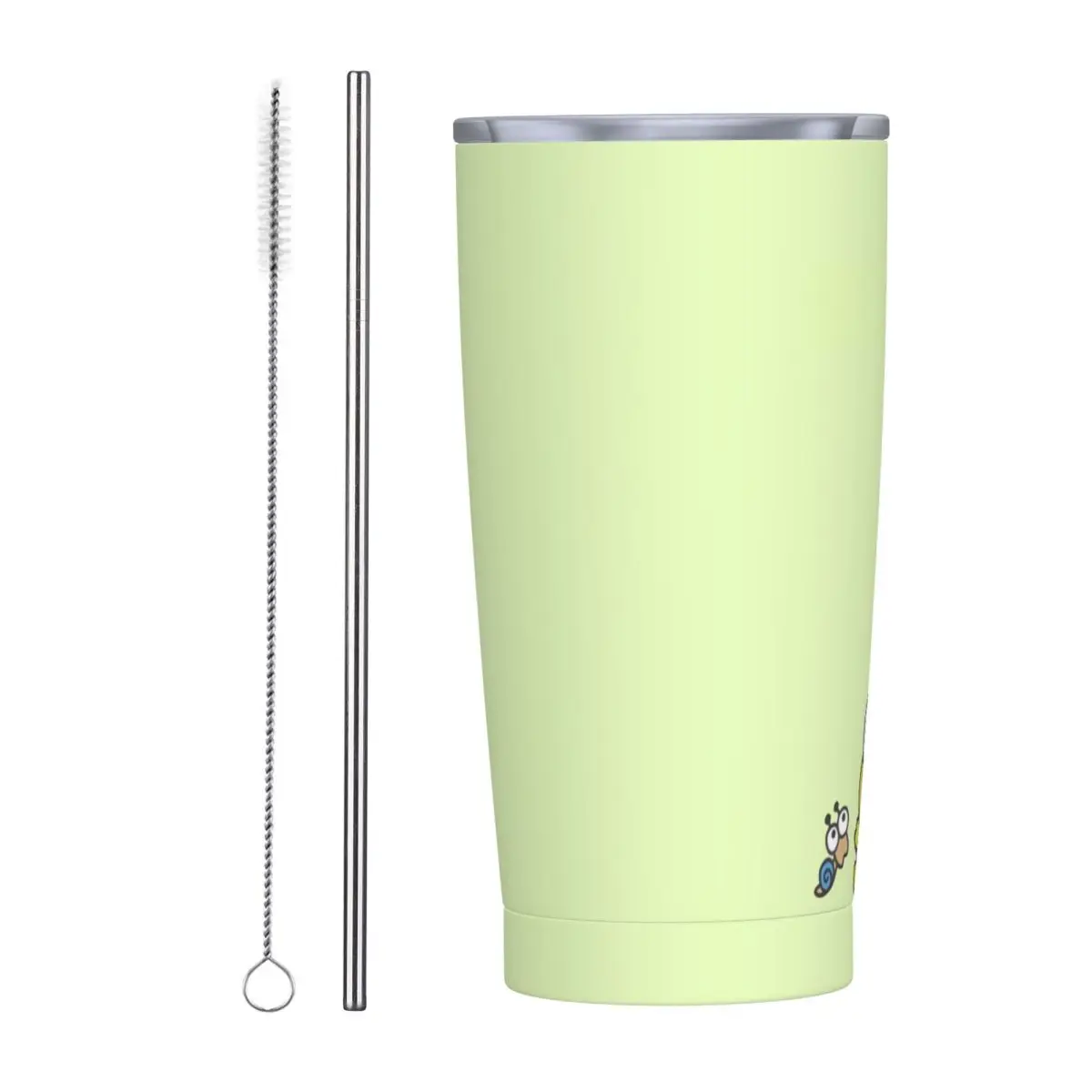 Keroppi Big Eyes Stainless Steel Tumbler Travel Coffee Mug With Straws and Lid Large Capacity Car Mugs Hot Drinks Water Bottle