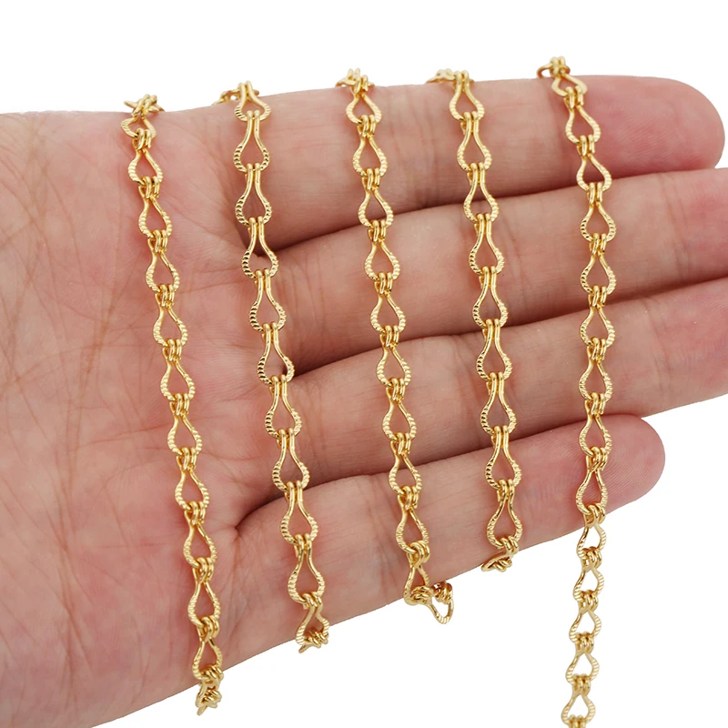 1 Meter Edelstahl 18k Echtgold-Plattierte Prägungsketten für DIY-Schmuckherstellung, Halsketten-Zubehör, Armband-Bedarf – Detail 4