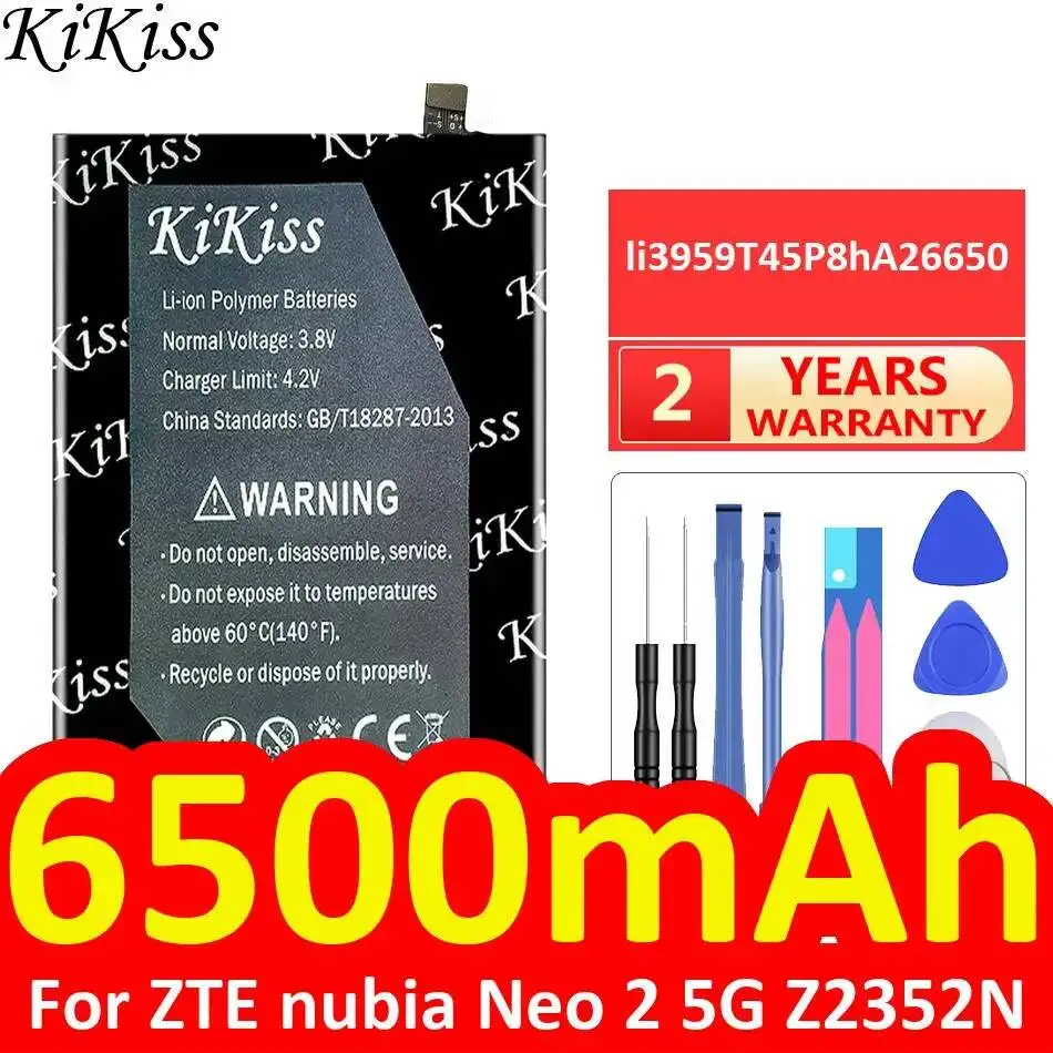 6500Mah Long Lasting Mobile Phone Battery Li3959t45p8ha26650 For Zte Nubia Neo 2 5G Z2352N