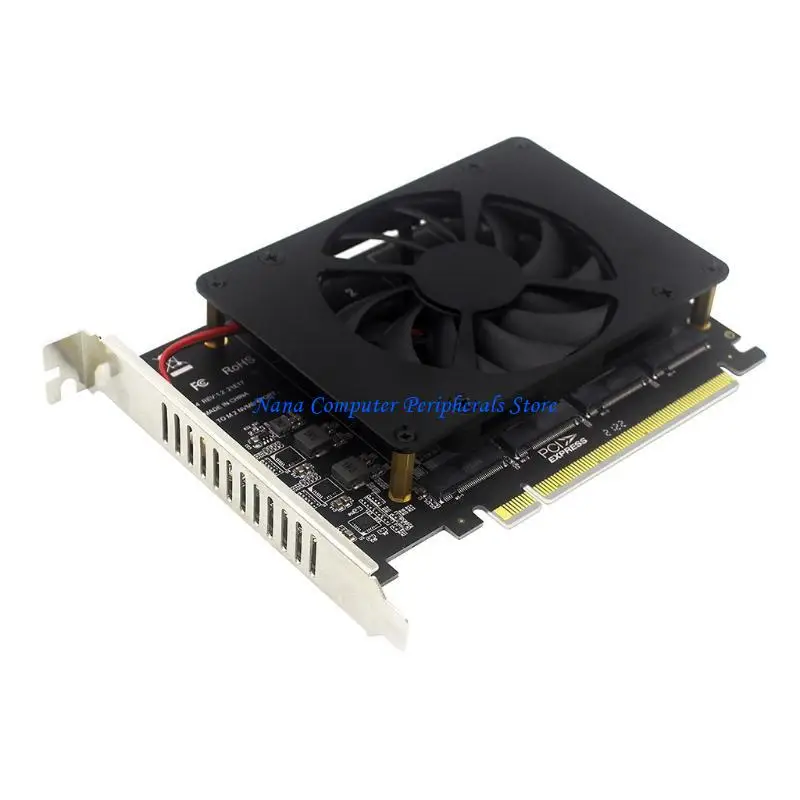 F68C PCIe Bifurcation 4 NVMe for M.2 SSD to PCI-EX16 for RAID Array Adapter with Cool