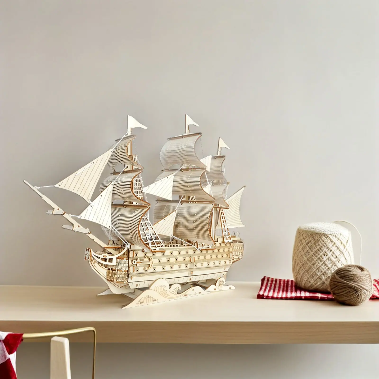 

1Set Ship Puzzle Kits for Adults DIY Wooden Ancient Sailboat 3D Puzzle Building Craft Relaxing Nautical Decor Boat Model Kit